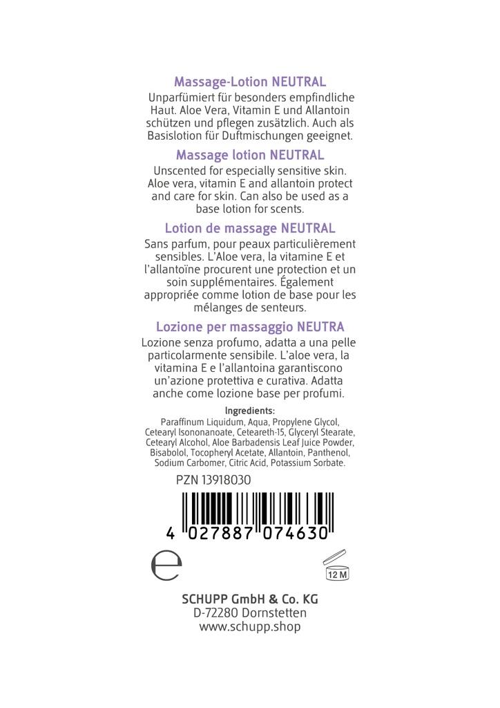 Schupp Massagelotion NEUTRAAL 5 liter
