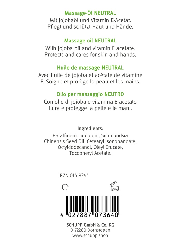 Schupp Massage-olie Neutraal 1 liter