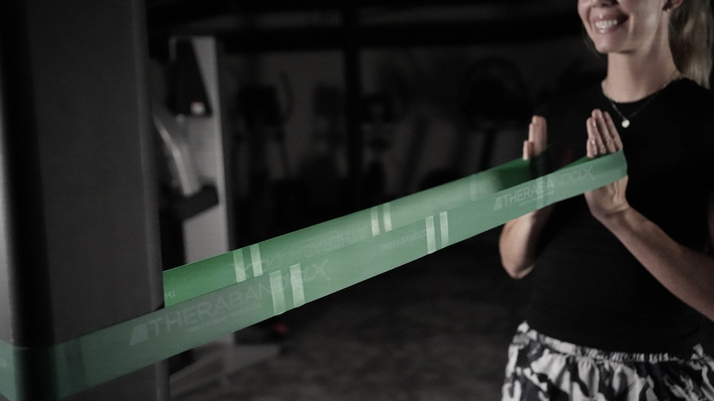 TheraBand CLX 22m Dispenser - zwaar groen