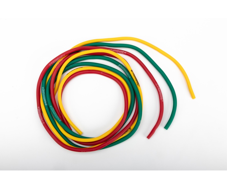 Theraband set tubing 1,5 m licht - geel, rood, groen